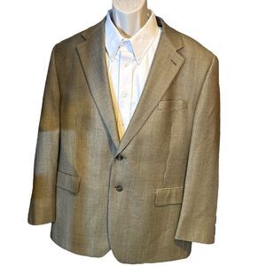 Mini Houndstooth - Tan Wool Silk Blazer 44S by Chaps